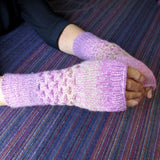Lilac and Cream Hand Knitted Wrist Warmers by Shoreline - Parade Handmade Co Mayo