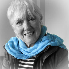 Long Blue/White Tie-Dyed Chiffon Scarf, By Parade Handmade