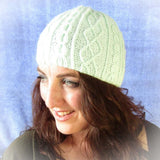 Mint Green Beanie.Traditional Aran Stitches, Hats By Jo's Knits - Parade Handmade