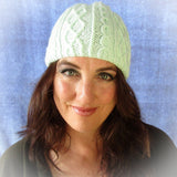 Mint Green Beanie.Traditional Aran Stitches, Hats By Jo's Knits - Parade Handmade