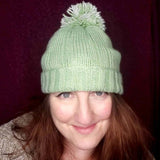 Mint Green Ribbed Hand Knitted Bobble Hat - Med - 40% Wool - By Shoreline - Parade Handmade Co Mayo Ireland