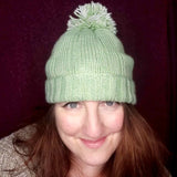 Mint Green Ribbed Hand Knitted Bobble Hat - Med - 40% Wool - By Shoreline - Parade Handmade Co Mayo Ireland