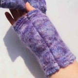 Hand knitted felted and stitched mohair wrist warmers in lavender size small by Parade - Parade Handmade West of Ireland