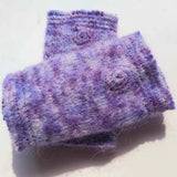 Hand knitted felted and stitched mohair wrist warmers in lavender size small by Parade - Parade Handmade Ireland