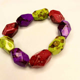 Multi-Coloured Big Zingy Summer Bracelet - Acrylic - Elastic - Purple Lime and Red, by Lapanda Designs - Parade Handmade Co Mayo