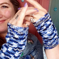 Navy and White Wrist Warmers - by Shoreline
