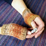 Orange Aran Wrist Warmers - Seamless - 60% Wool - S/M - By Shoreline - Parade Handmade Co Mayo Ireland 