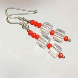 Orange and Clear Crystal Earrings, By Lapanda Designs - Parade Handmade Ireland