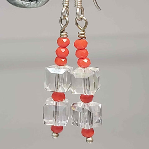 Orange and Clear Earrings, By Lapanda Designs - Parade Handmade