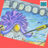 Kayaking on the Black Oak River Original Canvas Mixed Media Image Detail - Parade Handmade