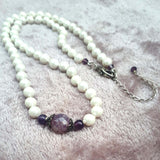 Pearl Necklace. Purple Agate Detail, by Lapanda Designs - Parade Handmade