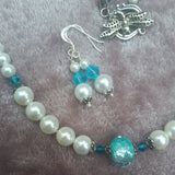 Pearl Necklace with Turquoise Crystal, by Lapanda Designs - Parade Handmade