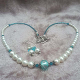 Pearl Necklace with Turquoise Crystal, by Lapanda Designs - Parade Handmade