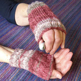 Pink Cable Aran Wrist Warmers - Seamless - 60% Wool - M - By Shoreline - Parade Handmade
