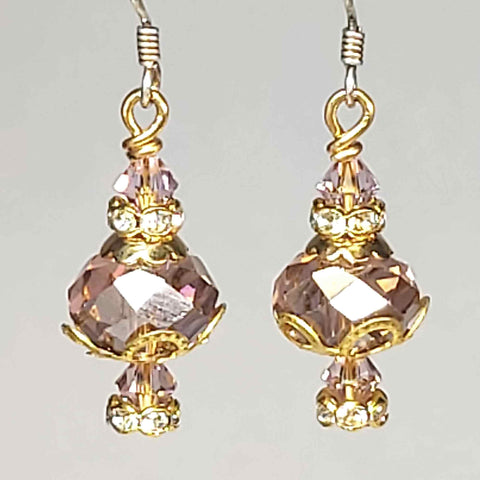 Pink Crystal Earrings - Vintage Affair - By Lapanda Designs - Parade Handmade