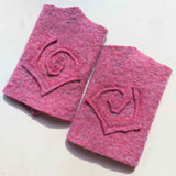 Beautifully soft felted wool wrist warmers from recycled jumper suze med in pink by Parade - Parade Handmade
