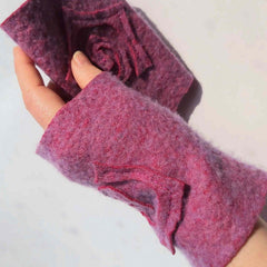 Pink Wool Felt Wrist Warmers