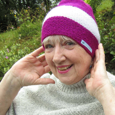 Pink and White Cosy Hat, By Shoreline - Parade Handmade