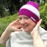 Pink and White Cosy Hat, By Shoreline - Parade Handmade