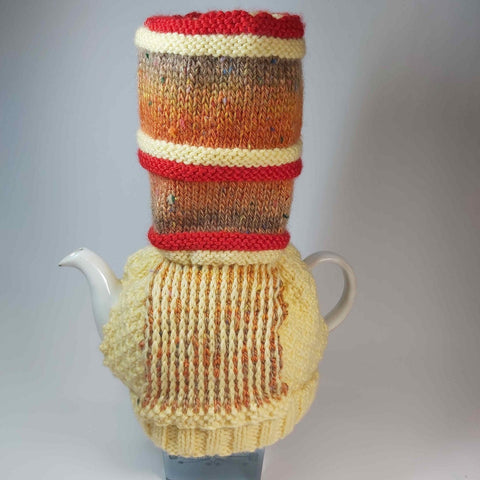Pot Sock Tea Cosy in Yellow and Orange, By Shoreline - Parade Handmade