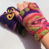 Lightweight psychedelic wool wrist warmers by Parade - Parade Handmade Co Mayo