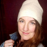 Pure Wool Unisex Cream Hand Knitted Beanie Hat - Large - Soft - by Shoreline - Parade Handmade Newport Co Mayo