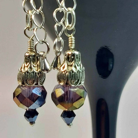 Purple Crystal Deco Drop Earring, By Lapanda Designs. Parade-Handmade-Mayo