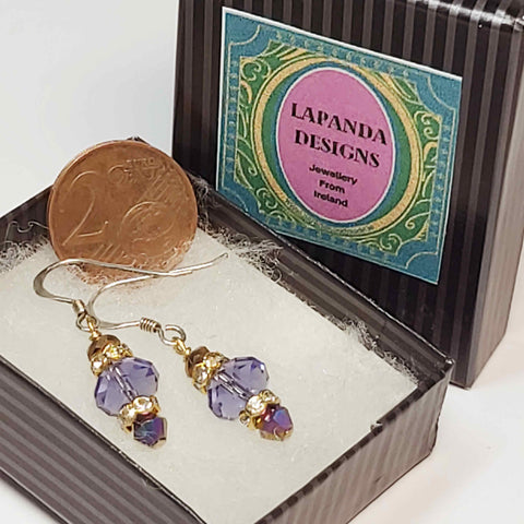Purple Crystal Earrings, Vintage Affair Petites, by Lapanda Designs - Parade Handmade Co Mayo Ireland