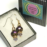 Purple Crystal Earrings with Bronze Detail - Vintage Affair - By Lapanda Designs - Parade Handmade Ireland