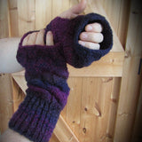 Purple Plum Handknit Aran Wrist Warmers XXL, By Bridie Murray - Parade Handmade