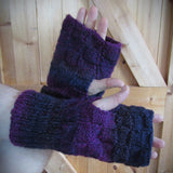 Purple Plum Handknit Aran Wrist Warmers XXL, By Bridie Murray - Parade Handmade