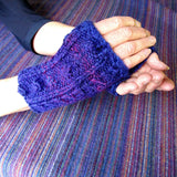 Purple Seamless Aran Wrist Warmers - 60% Wool - M/L - By Shoreline - Parade Handmade Newport Co Mayo