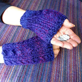 Purple Seamless Aran Wrist Warmers - 60% Wool - M/L - By Shoreline - Parade Handmade Co Mayo