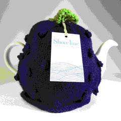 Purple Tea Cosy With Blackberry Aran Stitch, by Shoreline