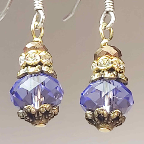 Purple and Bronze Crystal Earrings, Vintage Affair Petites, by Lapanda Designs - Parade Handmade