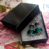 Purple and Green Drop Crystal Earrings, By Lapanda Designs - Parade Handmade