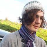 RA7 Beanie For Guys In Grey With A White Stripe, By Rose Coen - Parade Handmade