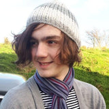 RA7 Beanie For Guys In Grey With A White Stripe, By Rose Coen - Parade Handmade