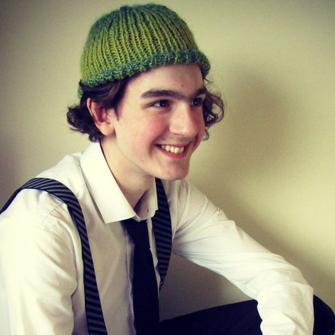 RA7 Beanie For Guys In Lime Green Tones, By Rose Coen - Parade Handmade