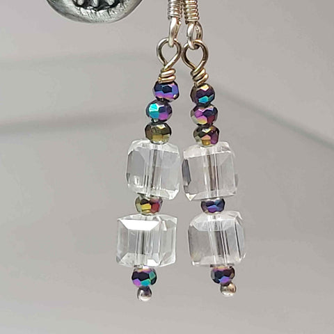 Rainbow and Clear Crystal Earrings, By Lapanda Designs - Parade Handmade Ireland