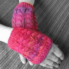 Raspberry Cable Wrist Warmers s/m by Shoreline