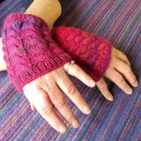 Raspberry Cable Wrist Warmers - 60% Wool 40% Acrylic - s/m - by Shoreline - Parade Handmade Co Mayo