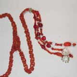 Red Lariat Beaded Necklace, Silk Strung, by Lapanda Designs - Parade Handmade West Of Ireland