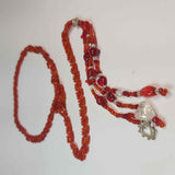 Red Lariat Beaded Necklace, Silk Strung, by Lapanda Designs - Parade Handmade Ireland
