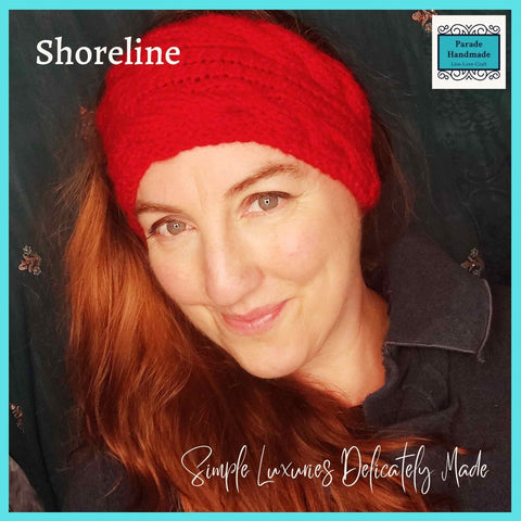 Red Cable Headband come Neck Warmer Hand Knitted by Shoreline - Parade Handmade Co Mayo