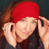 Red Cable Headband come Neck Warmer Hand Knitted by Shoreline - Parade Handmade Newport West of Ireland