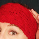 Red Cable Headband come Neck Warmer Hand Knitted by Shoreline - Parade Handmade Co Mayo Ireland