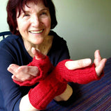 Red Cable Seamless Wrist Warmers - 60% Wool - Med- by Shoreline - Parade Handmade Co Mayo