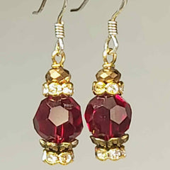 Red Crystal Earrings, Vintage Affair Petites, By Lapanda Designs
