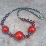 Red & Grey Statement Necklace, By Lapanda Designs - Parade Handmade